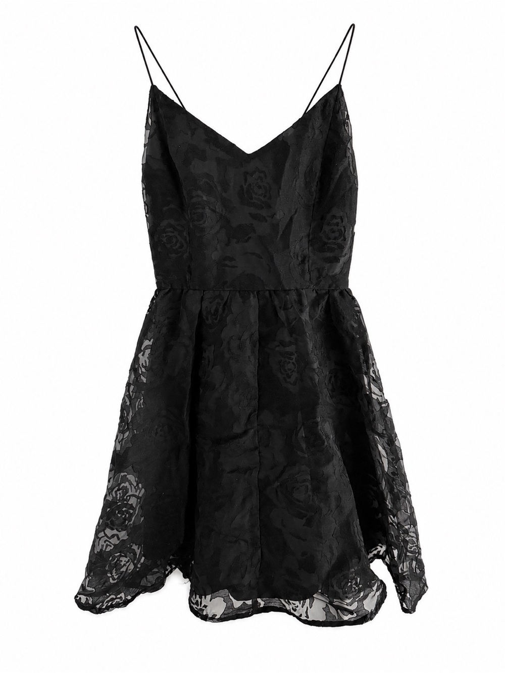 Mustard Seed Black Floral Burnout Flare Mini Dress Size M